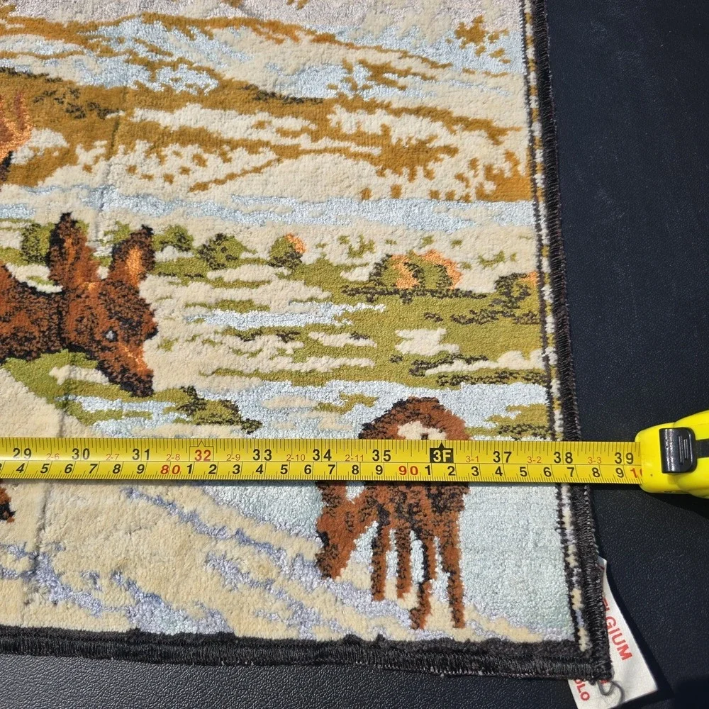 Tapestry Deer Stag woodland Vtg 60s velvet Wall Hanging Belgium Cottagecore